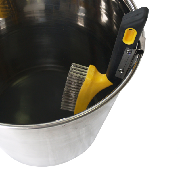 Stainless Steel brush with holder in bucket