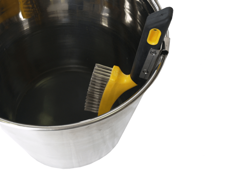 Stainless Steel brush with holder in bucket