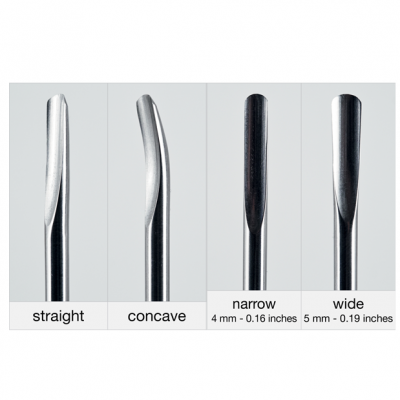 Wolf Tooth Extraction Set Handle, straight and concave curved inserts 4 and 5 mm