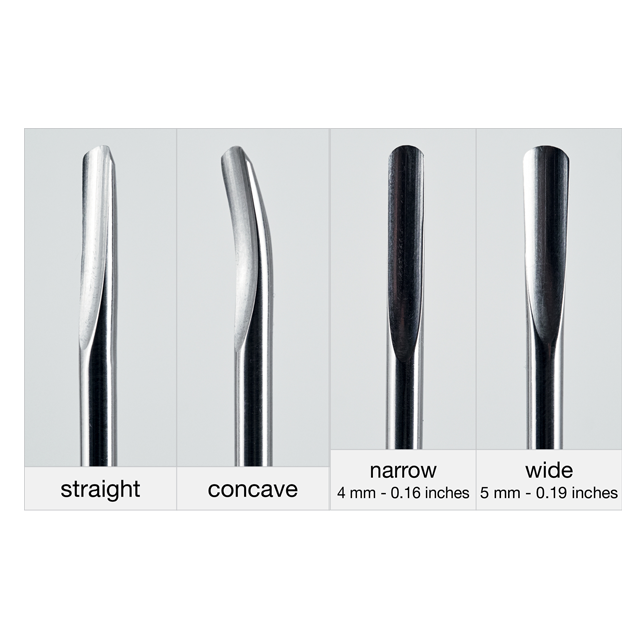 Wolf Tooth Extraction Set Handle, straight and concave curved inserts 4 and 5 mm