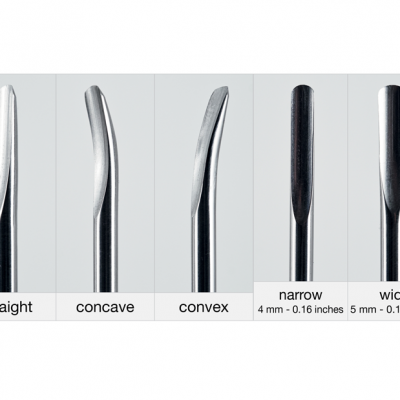 Complete Extraction System Handle, straight, concave and convex curved inserts 4 and 5 mm